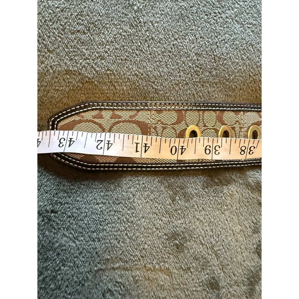 Coach Monogram Canvas and Leather Wide Boho Western Belt in Tan and Brown Sz L